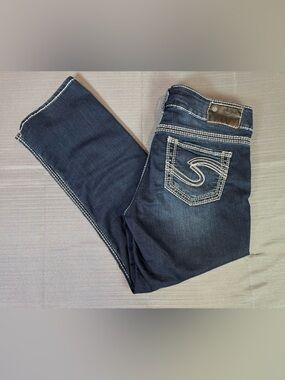 Silver Jeans Suki W29 Dark Wash Mid Rise Slim Bootcut Jeans Contrast Stitch